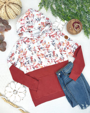 Hailey Pullover Hoodie - Autumn Watercolor and Brick by Michelle Mae