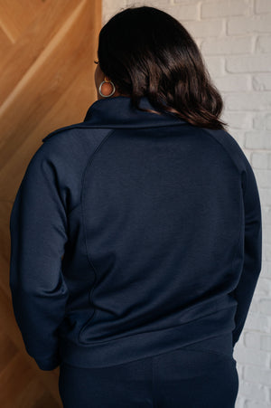 Hamptons Travel Half Zip Scuba Pullover in Navy by Dear Scarlett