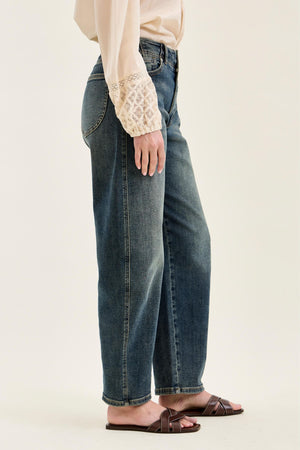 Judy Blue High Waist Marlow Double Button Hollywood Waistband Vintage Wash Jeans