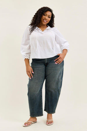 Judy Blue High Waist Marlow Double Button Hollywood Waistband Vintage Wash Jeans