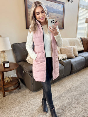Harlow Long Vest - Blush by Michelle Mae