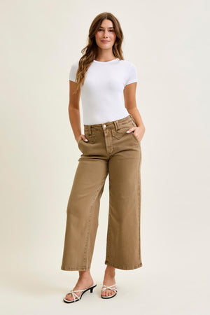 Nancy High Waist Wide Leg Ankle Jean with Vintage Front Yoke