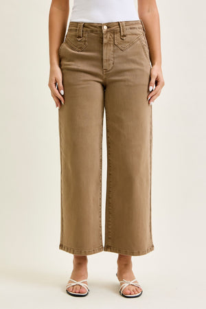 Nancy High Waist Wide Leg Ankle Jean with Vintage Front Yoke