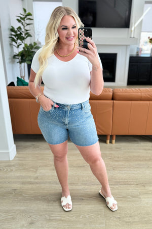Judy Blue High Waist Rhinestone Cutoff Jean Shorts