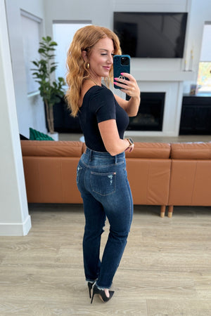 Judy Blue High Waist Rigid Magic Distressed Straight Jeans