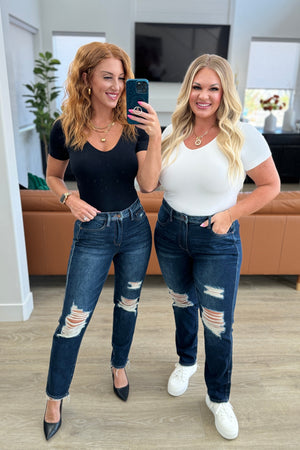 Judy Blue High Waist Rigid Magic Distressed Straight Jeans