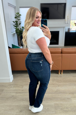 Judy Blue High Waist Rigid Magic Distressed Straight Jeans