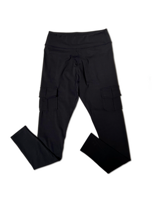 Total Package - Black Cargo Pocket Yoga Band Leggings