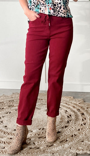 Judy Blue High Waist Scarlet Denim Cuffed Jogger Jeans