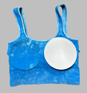 Ribbed Square Neck Mineral Washed Bralette Crop Top with pads by Zenana 6135