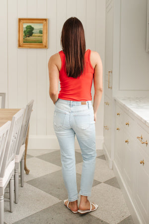 Judy Blue Mid Rise Super Light Destroyed Boyfriend Jeans