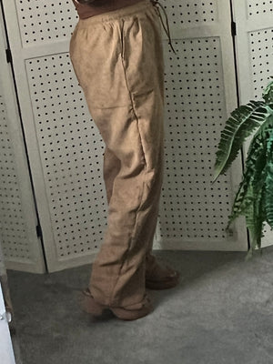Corduroy Drawstring Pull On Pants with Patch Pockets - 4 colors