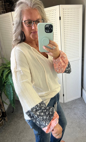 Drawstring Color Block Long Sleeve Top - 3 colors