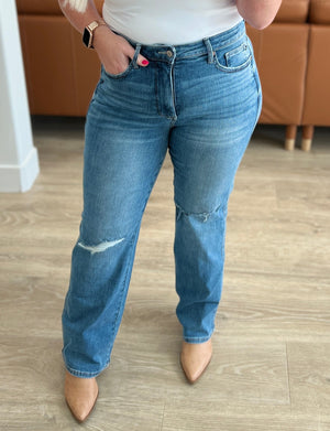 Judy Blue High Waist Tummy Control Distressed Straight Leg Jeans