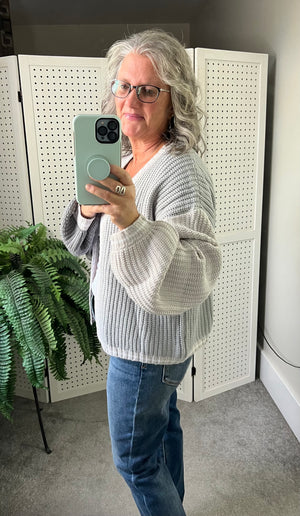 Contrast Open Front Long Sleeve Oversized Cardigan - 4 colors