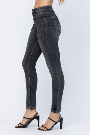 Judy Blue High Waist Front Yoke Skinny Black Wash Jeans