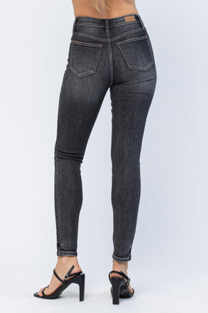 Judy Blue High Waist Front Yoke Skinny Black Wash Jeans