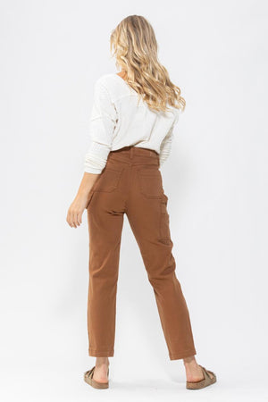Judy Blue High Waist Brown Carpenter Utility Slim Fit Jeans