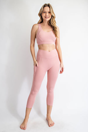 Buttery Soft V Waist Capri Athletic Leggings with Pockets by Rae Mode - 4 colors