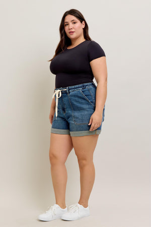 Judy Blue High Waist Cuff Jogger Jean Shorts