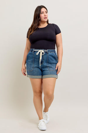 Judy Blue High Waist Cuff Jogger Jean Shorts