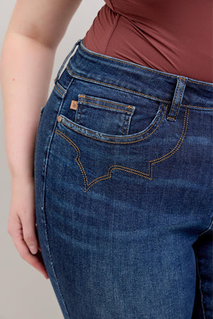 Judy Blue High Waist Western Embroidered Skinny Raw Hem Tall Jeans
