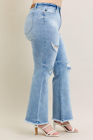 Judy Blue High Waist Fray Hem With Shield Pockets Flare Jeans Tall (33" Inseam)