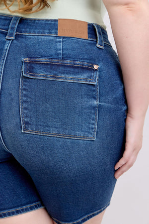 Judy Blue High Waist Bermudas Jean Shorts W/ Back Flap Pockets