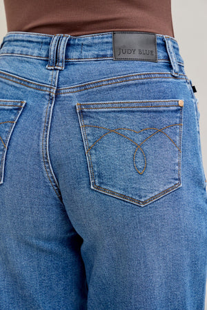 Judy Blue High Waist Classic Soft Barrel Stitch Thru Pocket Ankle Jeans