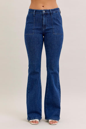 Judy Blue High Waist Flare with Patch Pocket Jeans