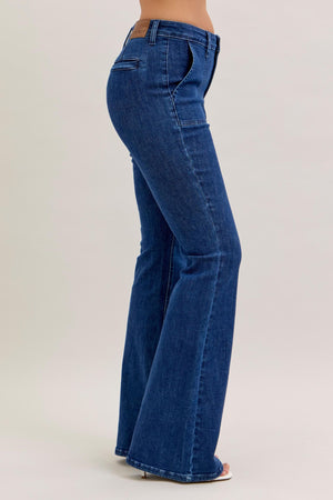 Judy Blue High Waist Flare with Patch Pocket Jeans