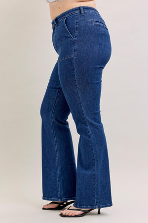 Judy Blue High Waist Flare with Patch Pocket Jeans