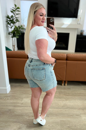 Judy Blue High Waist Mineral Wash Distressed Boyfriend Shorts
