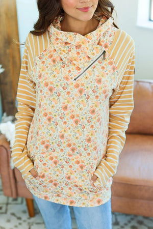 Zoey ZipCowl - Mustard Floral Stripe by Michelle Mae