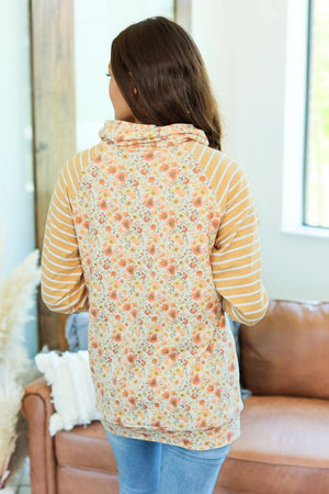 Zoey ZipCowl - Mustard Floral Stripe by Michelle Mae