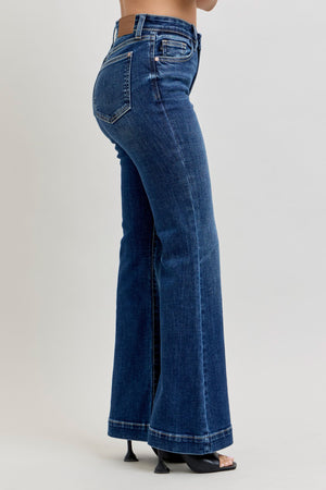 Judy Blue High Waist Petite Trouser Flare Jeans Dark Wash