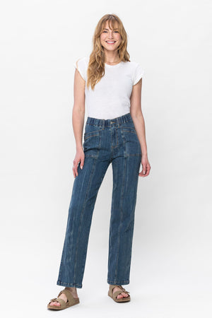 Judy Blue High Waist Elastic Waist Vintage Straight Leg Jeans