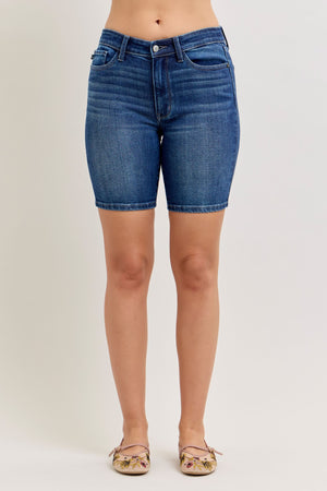 Judy Blue Mid Rise Bermuda Jean Shorts