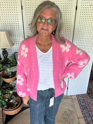 Floral Open Front Fuzzy Cardigan - 5 colors