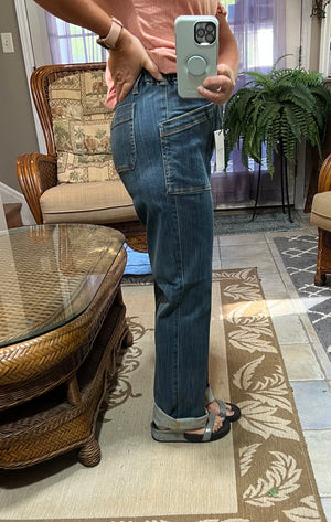 Judy Blue High Waist Elastic Waist Vintage Straight Leg Jeans