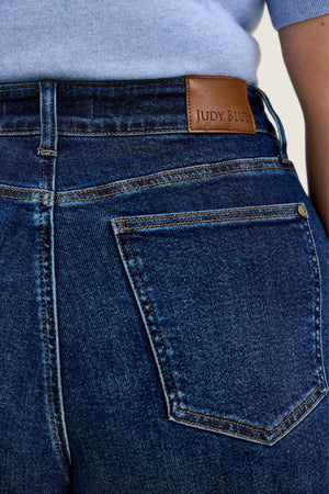 Judy Blue High Waist PETITE Retro Wide Leg with Adjustable Tab Waistband & Raw Hem Jeans