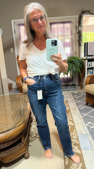 Judy Blue High Waist Release Hem Non Distressed Slim Jeans