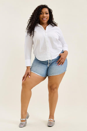 Judy Blue High Waist Slim Fit with Silver Foil Seams Jean Shorts