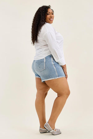 Judy Blue High Waist Slim Fit with Silver Foil Seams Jean Shorts