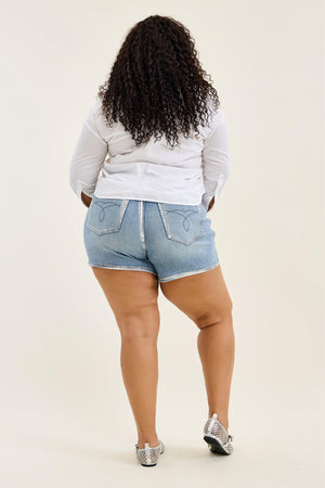 Judy Blue High Waist Slim Fit with Silver Foil Seams Jean Shorts