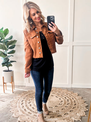 Judy Blue Stretchy Denim Jacket In Rich Toffee