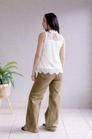 Spring Whispers Lace Top White
