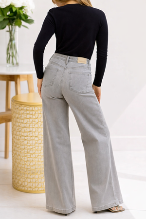 Judy Blue High Waist Retro Wide Leg Grey Jeans