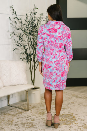 Inspire Collared Dress in Pink Paisley by Dear Scarlett