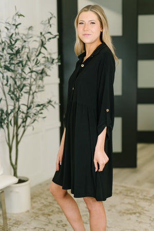 Inspire Collared Neck Dress in Black by Dear Scarlett